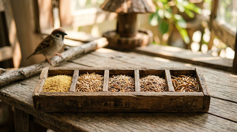 3. Tập tính dinh dưỡng: Chim sẻ ăn gì trong tự nhiên và nuôi nhốt?